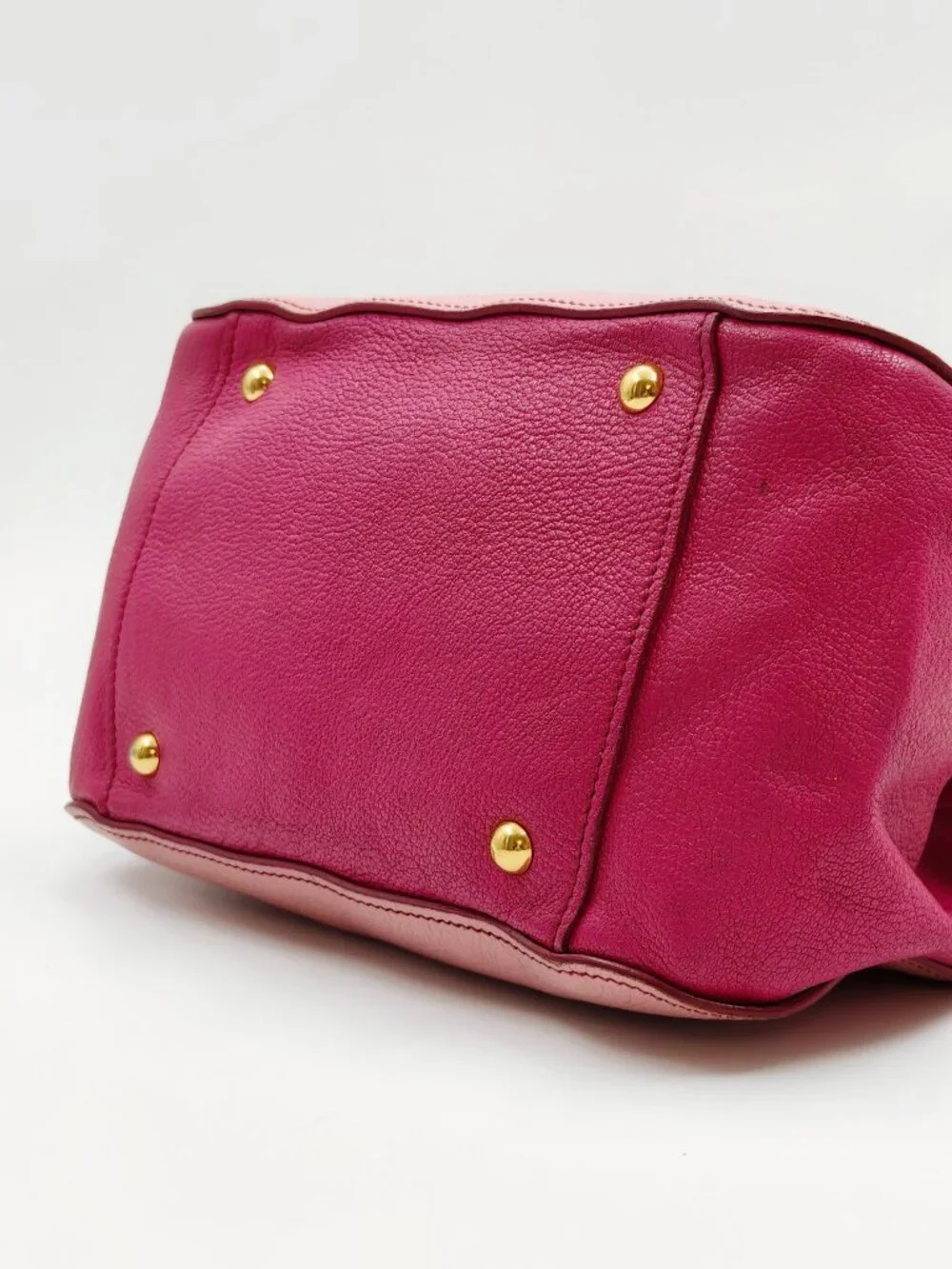 Miu Miu Two-Tone Pink Madras Leather Dome Satchel Crossbody Bag